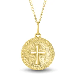 Children's Cross Medallion In 14K Yellow Gold