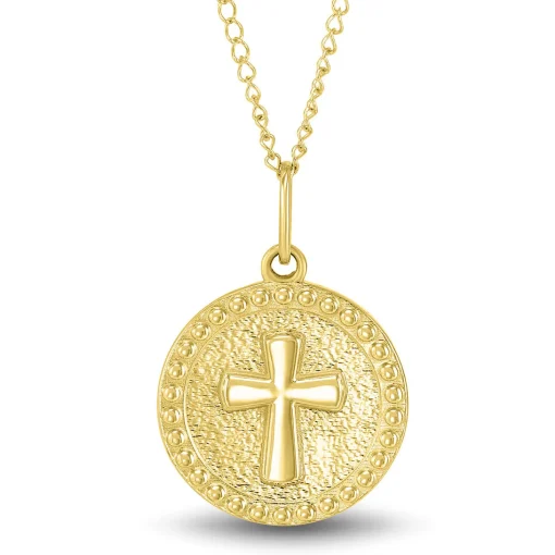 Children's Cross Medallion In 14K Yellow Gold