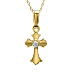 Children's Cross Pendant In 14K Yellow Gold