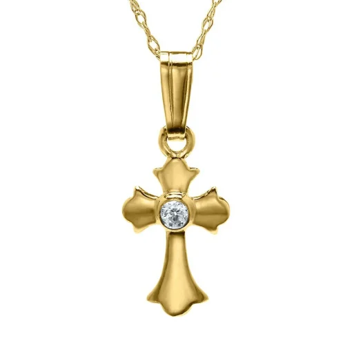 Children's Cross Pendant In 14K Yellow Gold