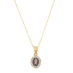 Children's Cubic Zirconia Lady Of Guadalupe Pendant In 14K Yellow & Rose Gold