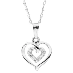 Children's Cubic Zirconia Open Heart Pendant In Sterling Silver