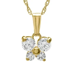 Children's Cubic Zirconia Butterfly Pendant In 14K Yellow Gold