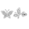 Children's Diamond Butterfly Stud Earrings In Sterling Silver