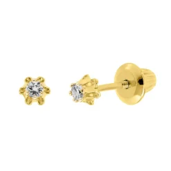 Children's Diamond Stud Earrings In 14K Yellow Gold