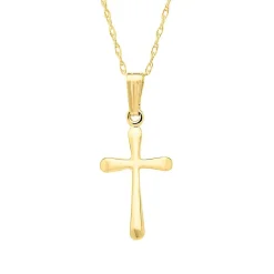 Children's Domed Cross Pendant In 14K Yellow Gold