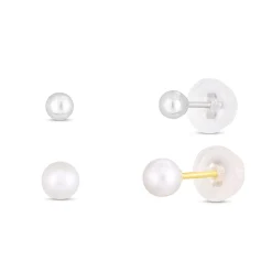 Children's Earring Set In 14K Yellow & White Gold