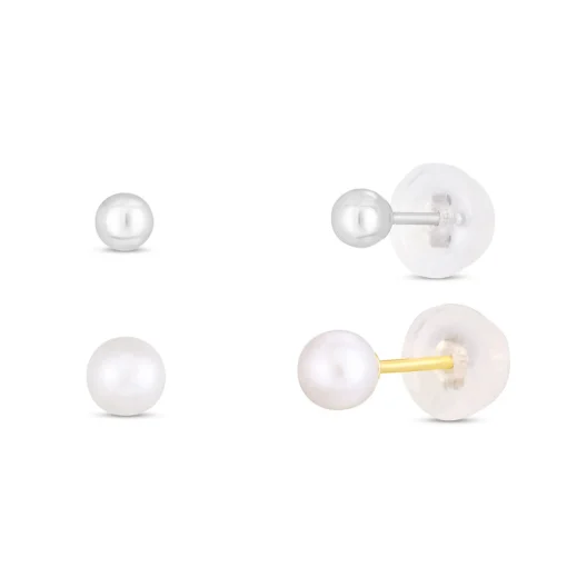 Children's Earring Set In 14K Yellow & White Gold