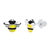 Children's Enamel Bee Stud Earrings In Sterling Silver