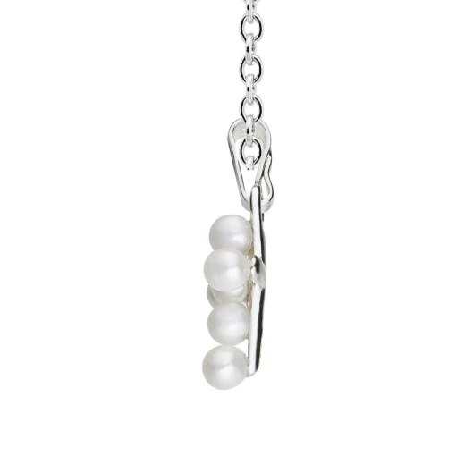 Children's Freshwater Pearl Cross Pendant In Sterling Silver