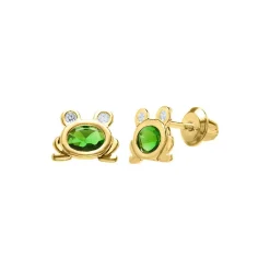 Children's Frog Earrings In 14K Yellow Gold