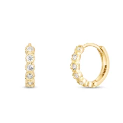 Children's Huggie Earrings With Cubic Zirconia In 14K Yellow Gold
