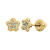 Children's Lab Created White Cubic Zirconia Star Earrings In 14K Yellow Gold