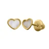 Children's Mother Of Pearl Heart Earrings In 14K Yellow Gold