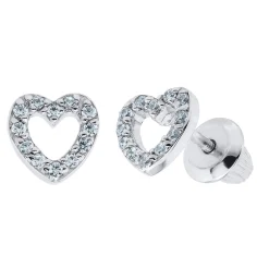 Children's Open Heart Stud Earrings In Sterling Silver