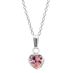 Children's Pink Cubic Zirconia Heart Pendant In Sterling Silver