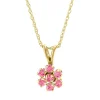 Children's Pink Cubic Zirconia Flower Pendant In 14K Yellow Gold