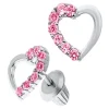 Children's Pink Heart Earrings In Sterling Silver