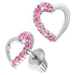 Children's Pink Heart Earrings In Sterling Silver