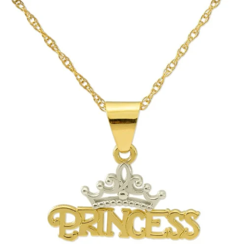 Children's Princess Tiara Pendant In 14K Yellow Gold