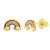 Children's Rainbow Stud Enamel Earrings In 14K Yellow Gold