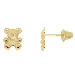 Children's Teddy Bear Earrings In 14K Yellow Gold