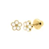 Children's White & Yellow Flower Stud Earrings In 14K Yellow Gold