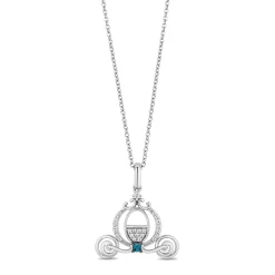 Cinderella Diamond And London Blue Topaz Carriage Pendant In Sterling Silver (1/10 Ct. Tw.)