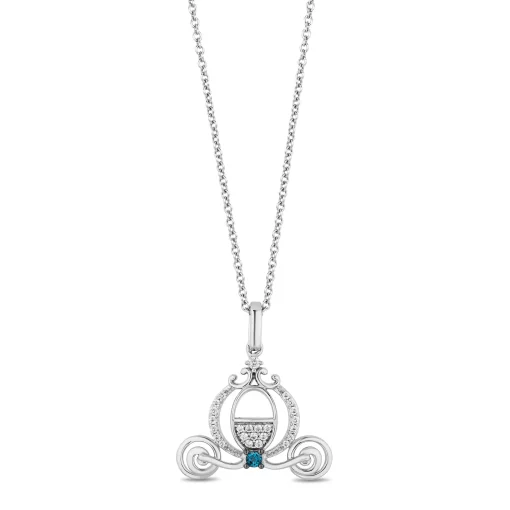 Cinderella Diamond And London Blue Topaz Carriage Pendant In Sterling Silver (1/10 Ct. Tw.)