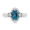 Cinderella Diamond And London Blue Topaz Ring In Sterling Silver (1/8 Ct. Tw.)