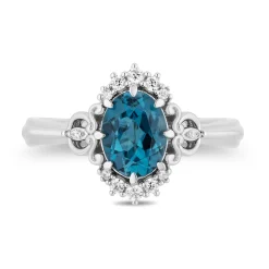 Cinderella Diamond And London Blue Topaz Ring In Sterling Silver (1/8 Ct. Tw.)