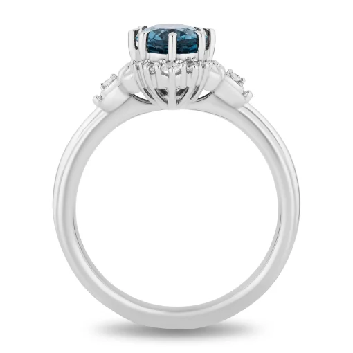 Cinderella Diamond And London Blue Topaz Ring In Sterling Silver (1/8 Ct. Tw.)