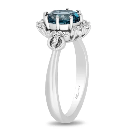 Cinderella Diamond And London Blue Topaz Ring In Sterling Silver (1/8 Ct. Tw.)
