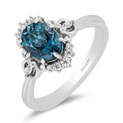 Cinderella Diamond And London Blue Topaz Ring In Sterling Silver (1/8 Ct. Tw.)