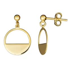 Circle Drop Earrings In 14K Yellow Gold