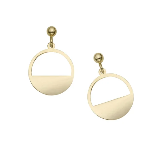 Circle Drop Earrings In 14K Yellow Gold