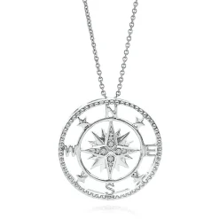 Circle Of Love® Diamond Compass Pendant In Sterling Silver