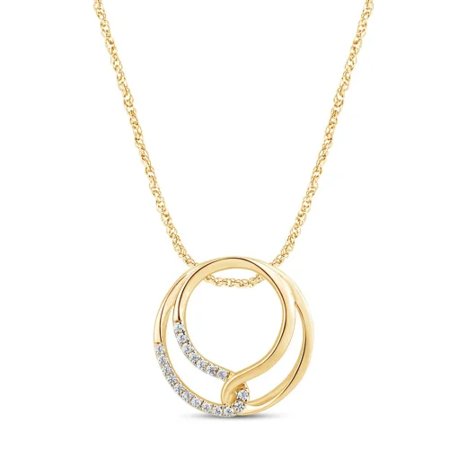 Circle Pendant In 10K Yellow Gold (1/10 Ct. Tw.)