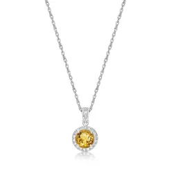 Citrine & 1/10 Ct. Tw. Diamond Pendant In Sterling Silver