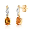 Citrine & Diamond Drop Earrings In 10K Yellow Gold