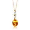 Citrine & Diamond Pendant In 10K Yellow Gold