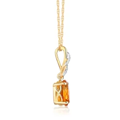 Citrine & Diamond Pendant In 10K Yellow Gold