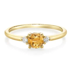 Citrine & Diamond Ring In 10K Yellow Gold