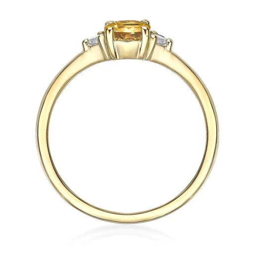 Citrine & Diamond Ring In 10K Yellow Gold