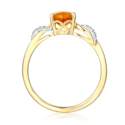 Citrine & Diamond Ring In 10K Yellow Gold