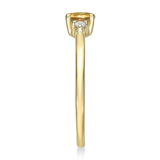 Citrine & Diamond Ring In 10K Yellow Gold