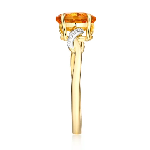 Citrine & Diamond Ring In 10K Yellow Gold