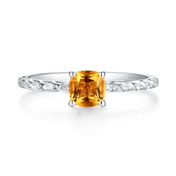 Citrine & Lab Created White Sapphire Layering Ring In Sterling Silver