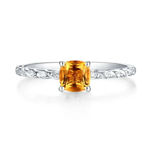 Citrine & Lab Created White Sapphire Layering Ring In Sterling Silver