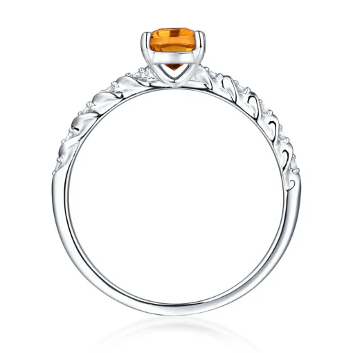 Citrine & Lab Created White Sapphire Layering Ring In Sterling Silver